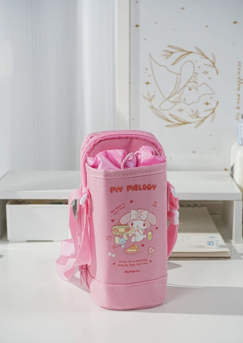 Sanrio Characters 2in1 Zip Pencil and Bottle Case with Strap