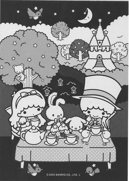 Little Twin Stars Coloring Book, Black Background, 16 Coloring Pages 5.8 in x 8.3 in A5 Size