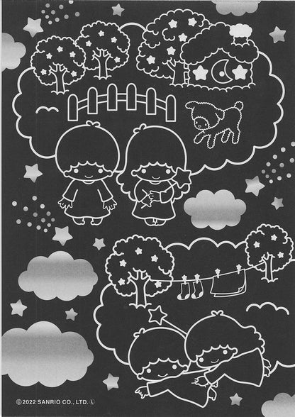 Little Twin Stars Coloring Book, Black Background, 16 Coloring Pages 5.8 in x 8.3 in A5 Size