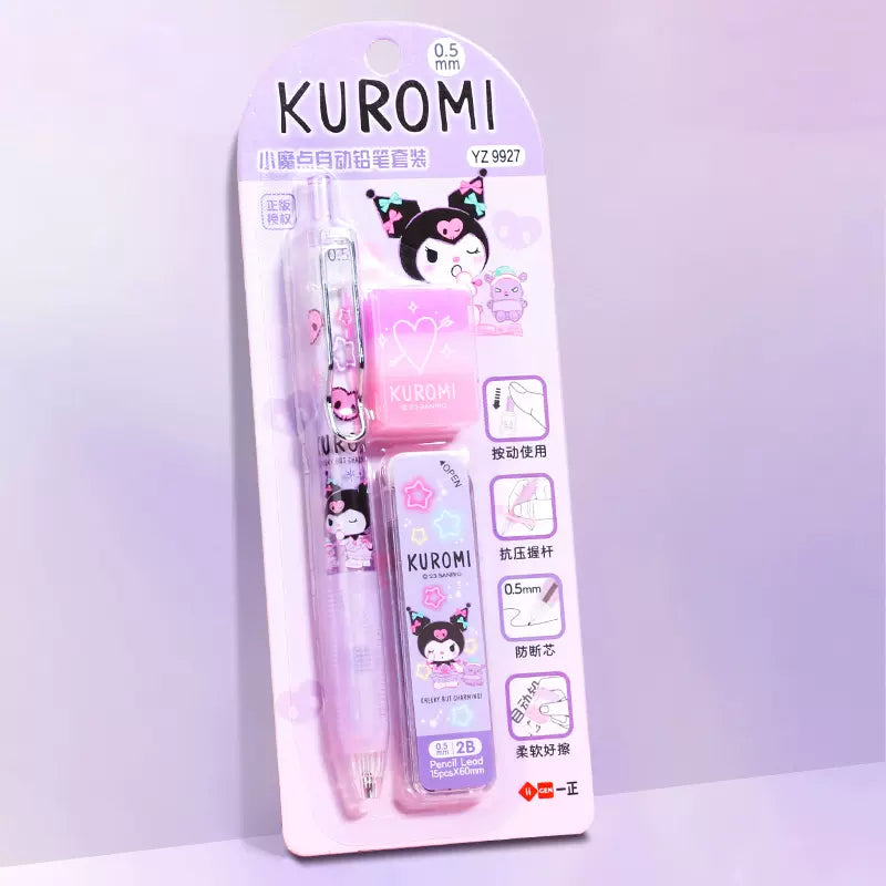 Sanrio Characters Mechanical Pencil + Lead + Eraser Set