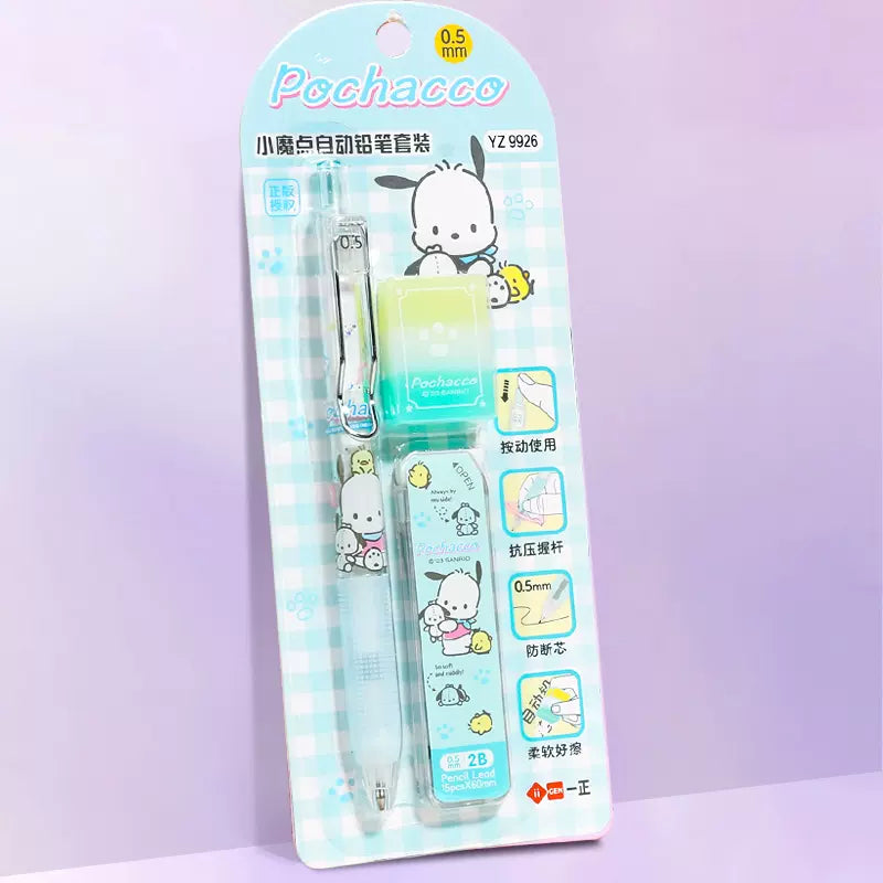 Sanrio Characters Mechanical Pencil + Lead + Eraser Set
